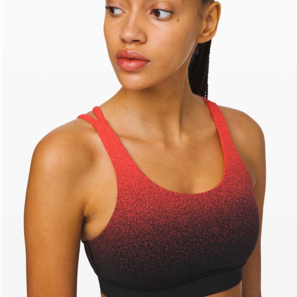Lululemon Energy Bra Ombre Speckle Speckle Stop Jacquard EB Black Thermal Red 2